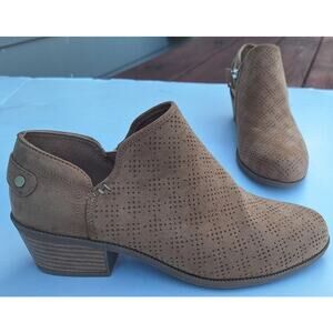 Dr. Scholl's Tan Perforated Suede Ankle Booties